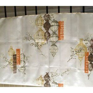 Vintage Mid Century Modern Fiberglass  Fabric Asian Japanese Lantern 44” x 41”